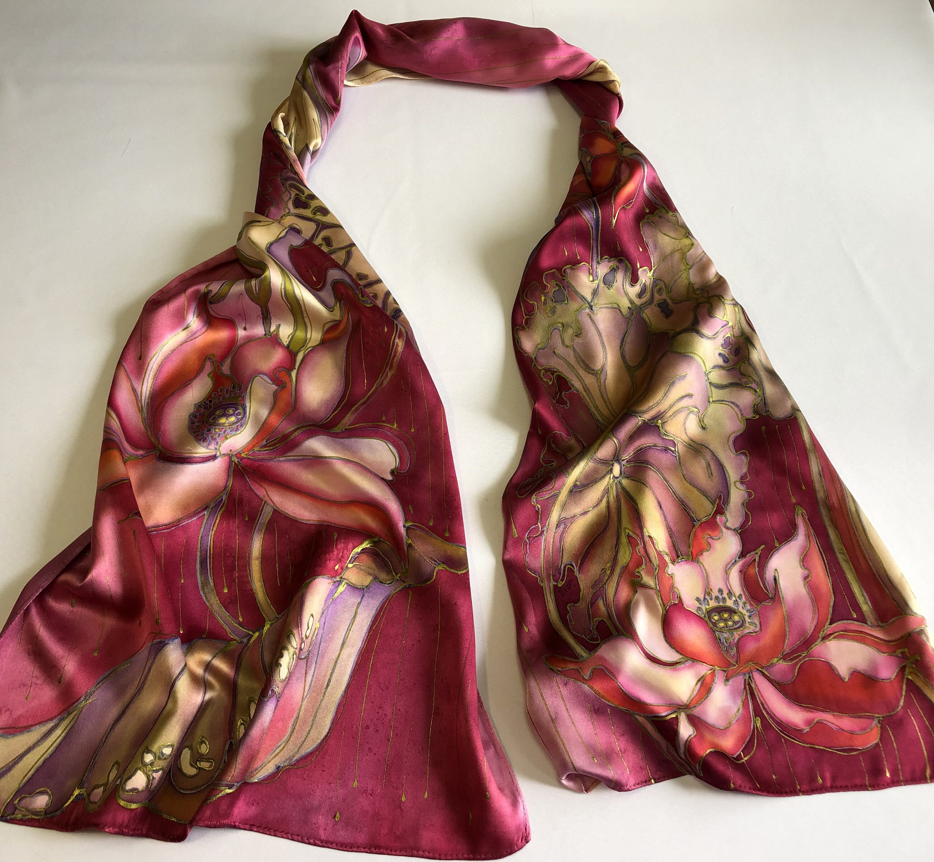 lotus silk scarf