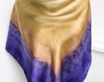 Silk Abstract Scarf Hand Painted Satin Scarf Women's Scarf Gift Ideas for Women Birthday Gift.