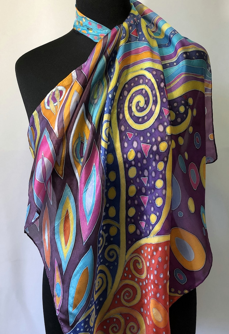 Hand Painted Silk Scarf Frey Wille / Square Silk Scarf / Etsy UK