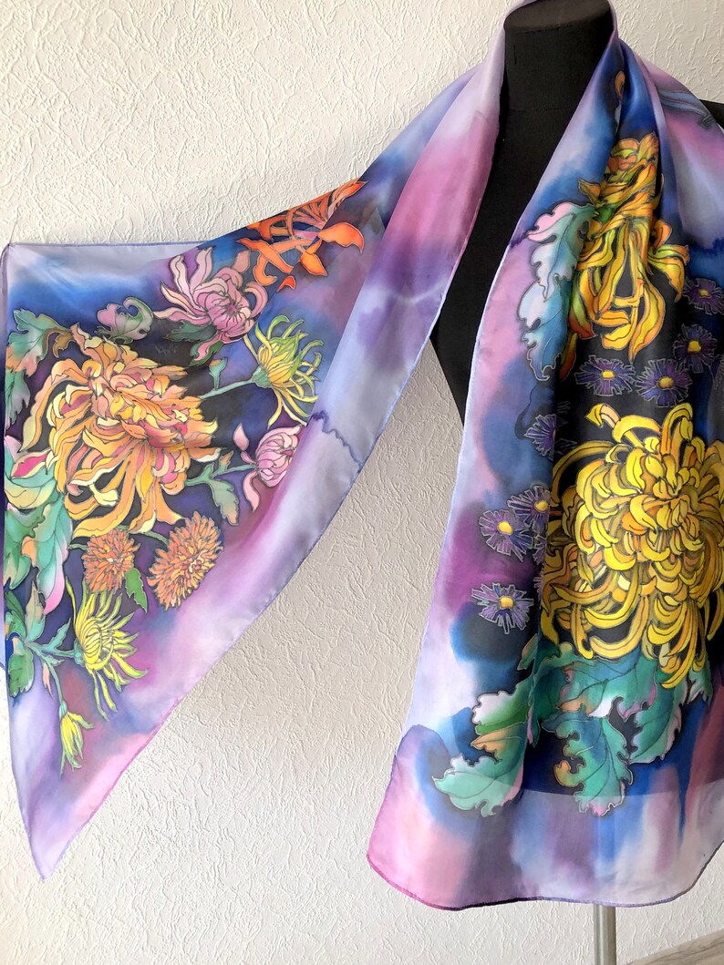 Foulard En Soie Peint - Camaïeu De Beige - Occasion En Très Bon état (TBE)