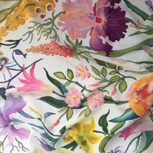 Hand Painted Silk Shawl  ′May Garden 72′ * 28′ Wedding Silk  Shawl Flower Shawl Mothers Day Gift.