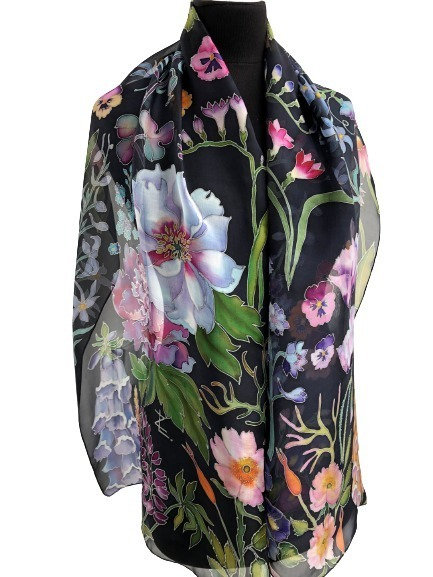 Organza De Soie Peint à La Main Couleur Mordoré - Largeur 138 Cm - Neuf Pour Ameublement