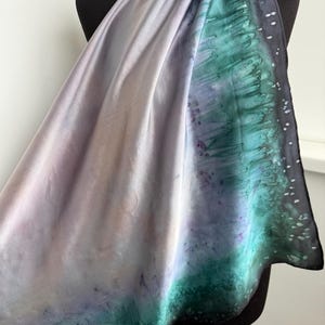 Silk Abstract Scarf Hand Painted Satin Scarf Women&#39;s Scarf Gift Ideas for Women Birthday Gift.
