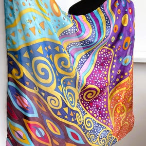 Hand painted silk scarf Frey Wille / square silk scarf / abstract scarf /natural silk pongee / gift for her.