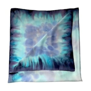 Hand Painted Silk Scarf Batik Natural Silk Satin 100% Gift Women.