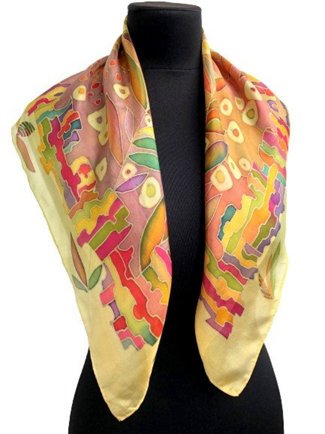 Foulard En Satin 70x70 Cm - Carré De Soie Graphique Pour Cheveux, Cou Ou Sac - Cadeau Élégant Pour Femme