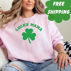 St Patrick&#39;s Day Sweatshirt for Mom&#39;s, Shamrock Sweater, Clover Sweatshirt, Mama Irish St Patty&#39;s Top, Irish Aesthetic, Ireland pullover