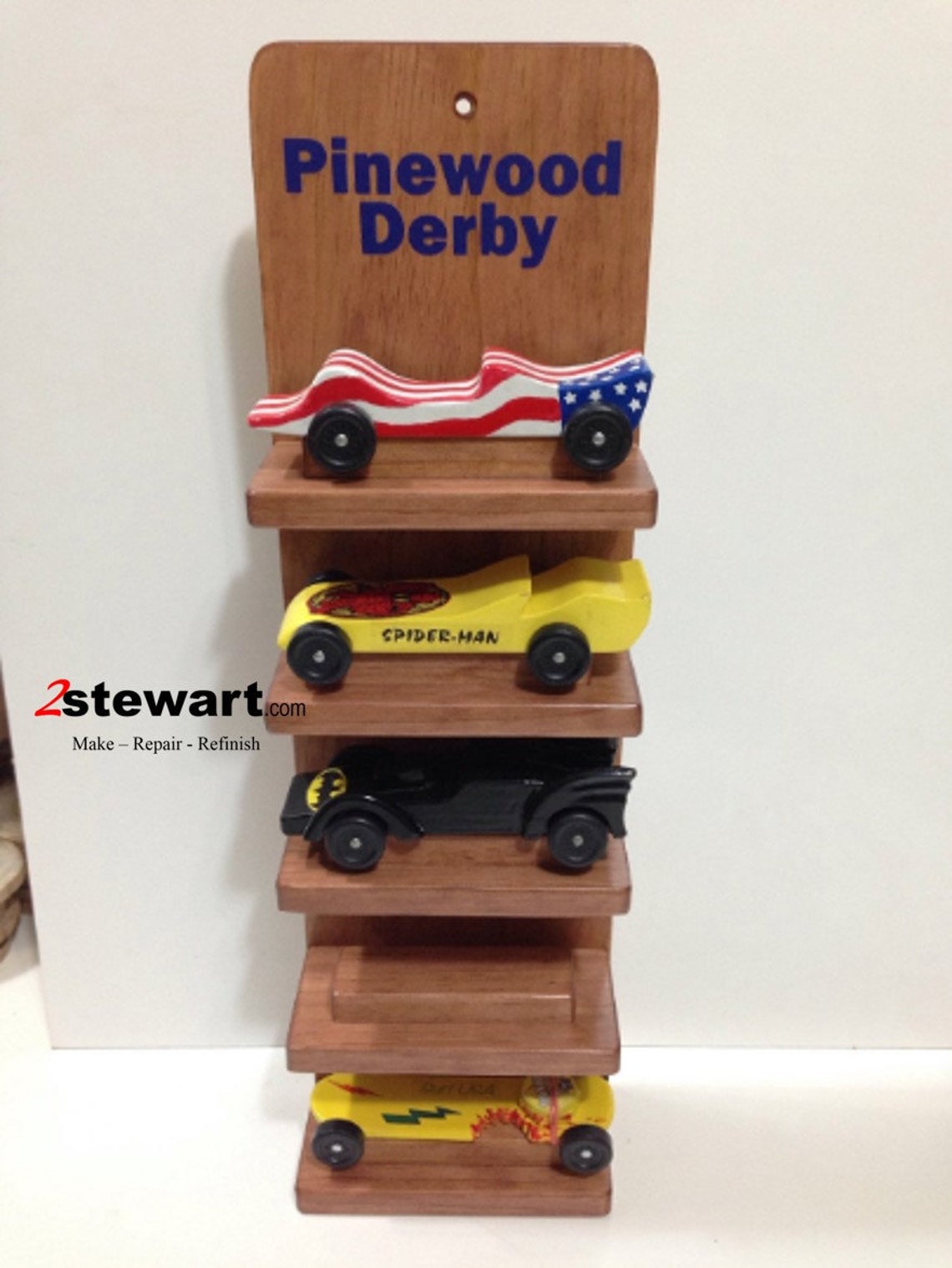 Five Shelf Display Pinewood Derby Car Cubscout Cherry Etsy