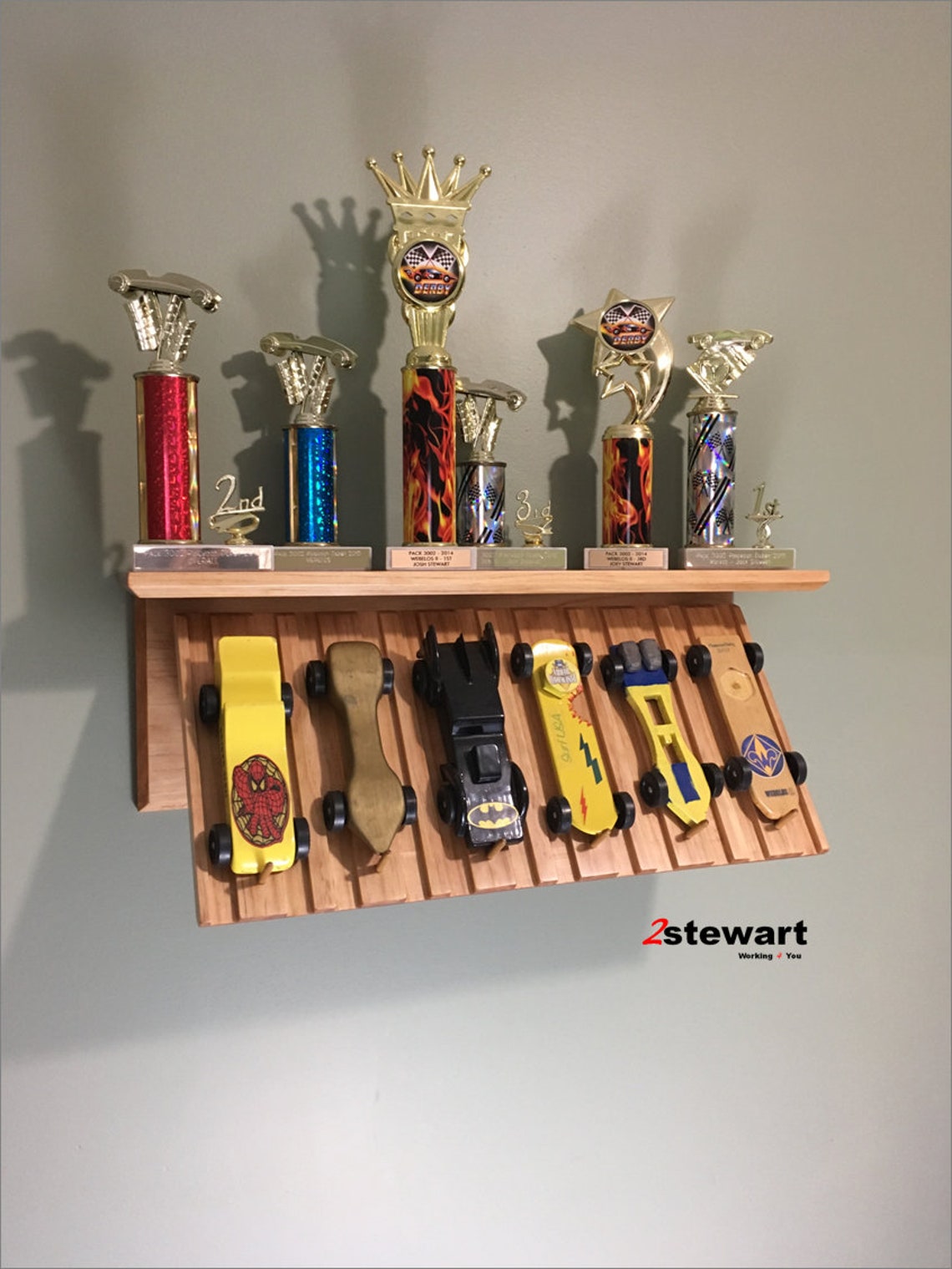 Six Car Derby Display Trophy Wall Shelf Pinewood Cubscout Etsy