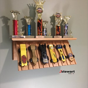 Six Car Derby Display, Trophy Wall Shelf, Pinewood, CubScout Derby Shelf - Compact Design - WD33-6 - Includes Shipping
