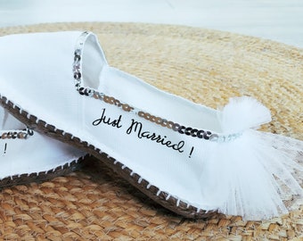 Bride espadrille,boho wedding,woman espadrille,bohemian wedding,wedding bride, espadrille message,just married,comfortable shoe