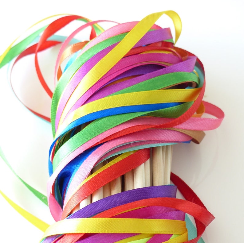 Baton ruban mariage wedding wands ruban multicolores ruban ...