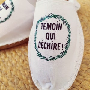 Cadeau témoin,espadrille,chaussure mariage,sneakers mariage,demoiselle dhonneur,satin,blanc,temoin qui dechire,bohême,mariage rock,boho image 4