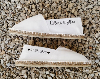 Espadrille,espadrille mixte,chaussure mariage personnalisée,mariage boheme,cadeau mariage,mariage boheme,espadrille message,love,amour