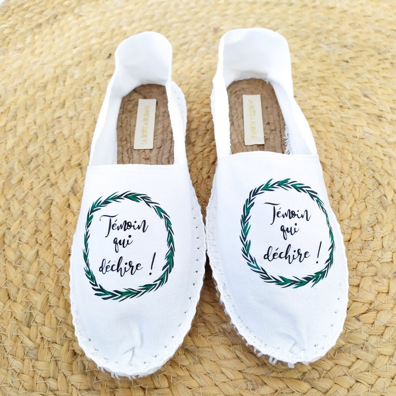 Cadeau témoin,espadrille,chaussure mariage,sneakers mariage,demoiselle dhonneur,satin,blanc,temoin qui dechire,bohême,mariage rock,boho image 2