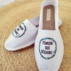 Cadeau témoin,espadrille,chaussure mariage,sneakers mariage,demoiselle dhonneur,satin,blanc,temoin qui dechire,bohême,mariage rock,boho image 5