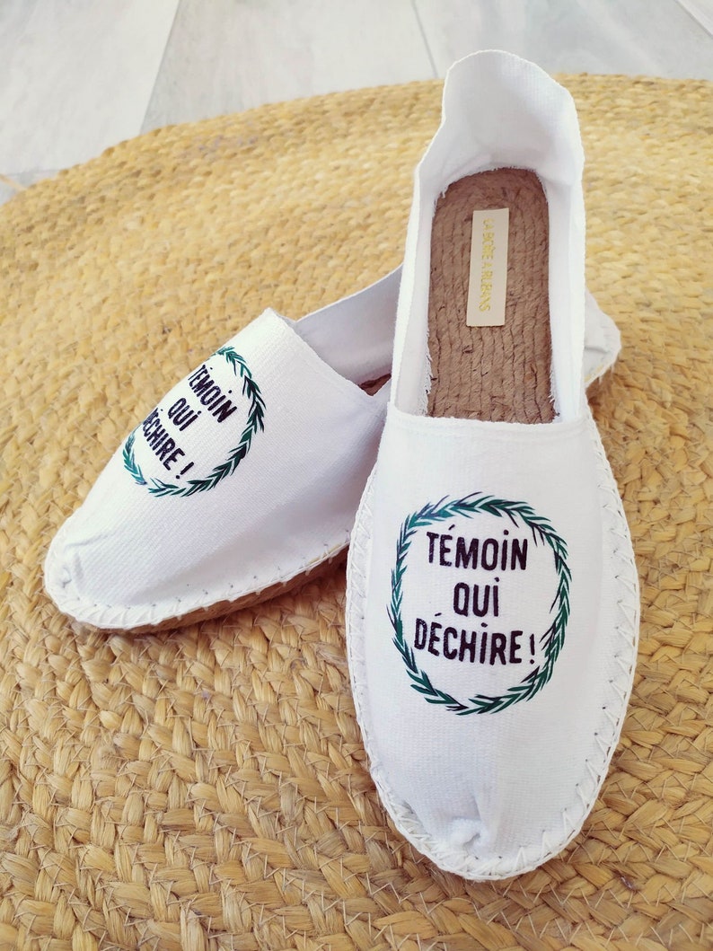 Cadeau témoin,espadrille,chaussure mariage,sneakers mariage,demoiselle dhonneur,satin,blanc,temoin qui dechire,bohême,mariage rock,boho image 5