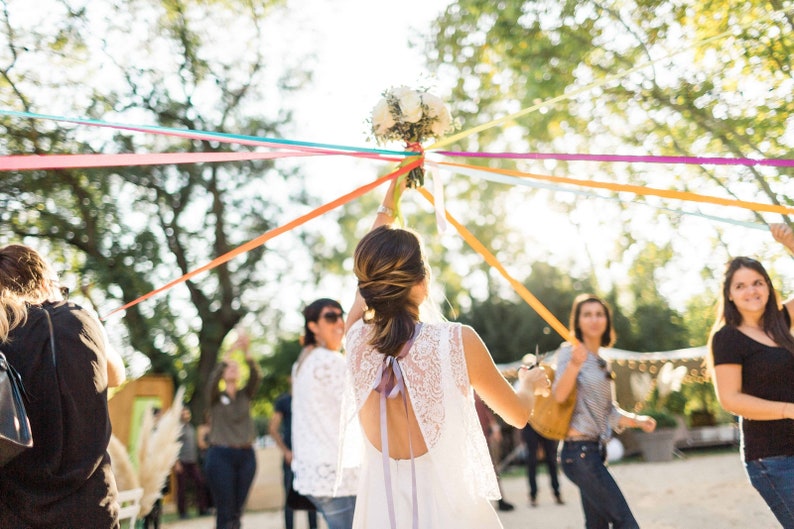 Ensemble De Jeu Du Ruban Ronde Des Rubans Mariage 15pcs Ruban Satin Bandeau De Yeux Dentelle Anneau Bois Inclus Bouquet Marriage Cadeau EVJF Decoration De Mariage (Vert