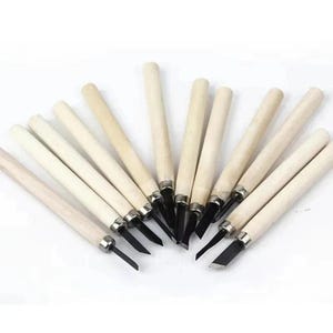 Juego de 12 cinceles para tallar madera, kit de gubias y cuchillos para carpintería DIY, juego de cinceles para tallar madera / kit de cinceles manuales de 12 piezas