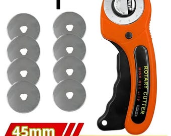 Rotary cutter 45mm for fabric and paper, ergonomic quilting and sewing tool