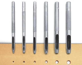 6PCS Leather Hole Punch Set Steel Hollow Round Punch Tools Belt Watch Band Paper Craft Cutter