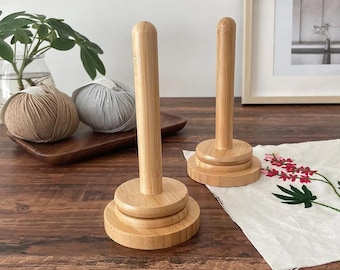 Wooden Yarn Holder Rack Vertical Rotating Yarn Dispenser Crochet Knitting Storage Tool