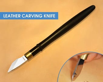 Leather Carving Knife Ebony Handle Sharp Cutter DIY Leather Craft Hand Tool