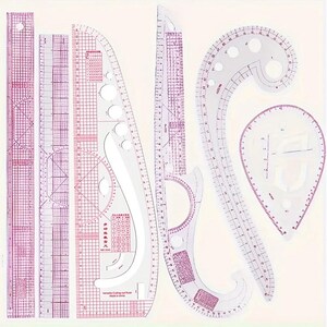 6PC French Curve Ruler Set, Metric Sewing Pattern Drafting Tools