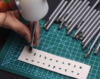 20PC Leather Flower Punch Tool Set Shape Cutting Puncher Stencil Die Stamping Craft Kit