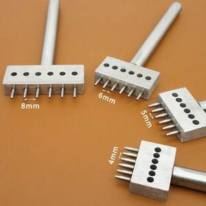 革用列パンチツール – 新しい黒色の列パンチ、4/5/6 mm 仕様、4/5/6/8 mm 穴パンチ、
