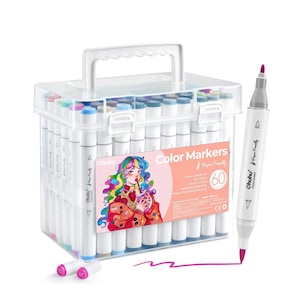 Juego de marcadores artísticos de doble punta: bocetos, manga, graffiti - 24-80 colores, juego de marcadores acrílicos de 12-72 colores, marcadores de pintura impermeables, pincel doble