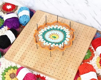Wooden Crochet Blocking Board Grid with Pins Knitting Granny Square Board DIY Craft Gift