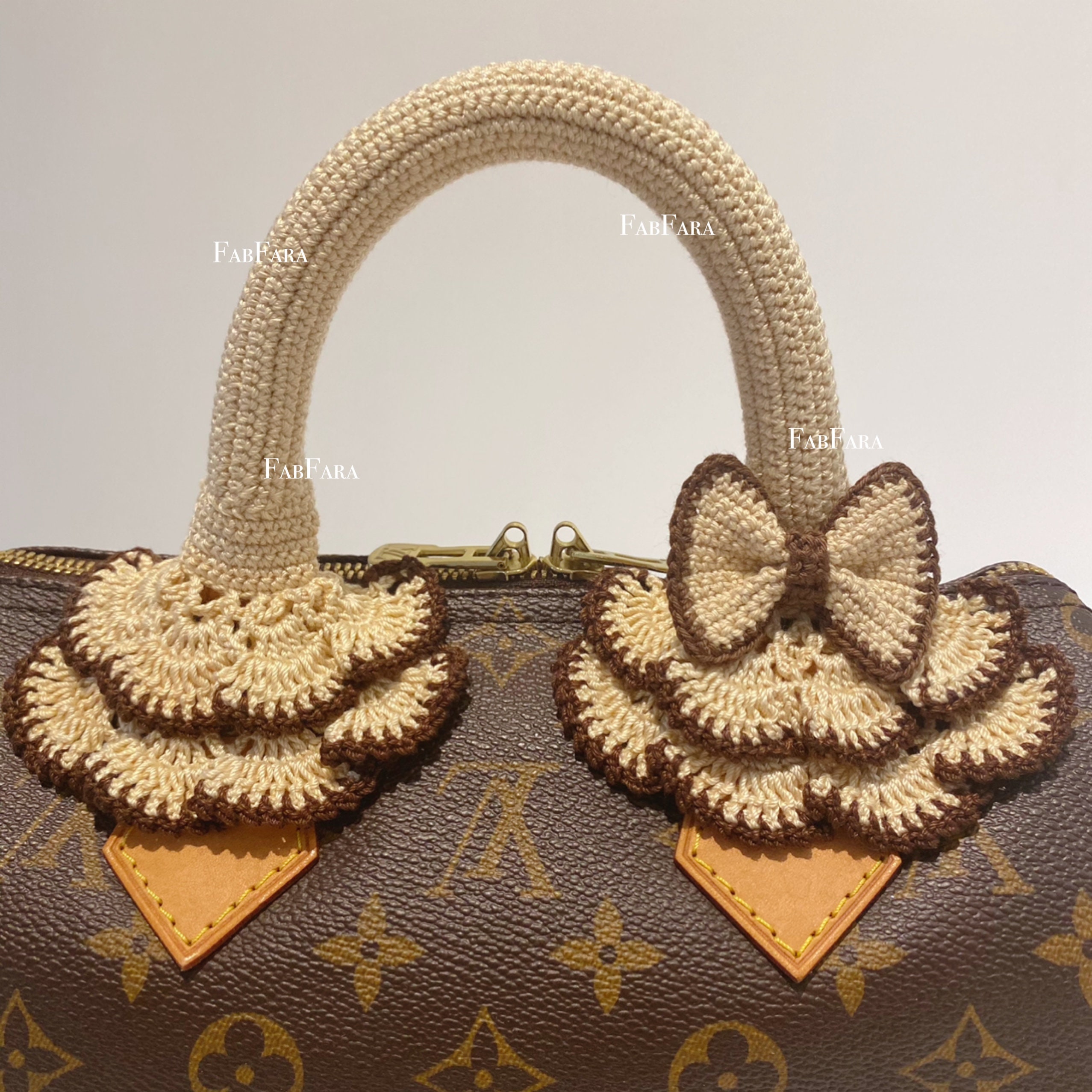 Crochet Handle Cover With Zipper for Louis Vuitton-speedy 