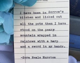 Zora Neale Hurston Quote: Hand-Typed Vintage Library Card