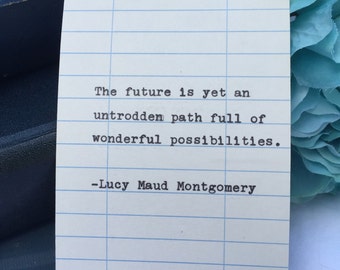 Anne of Avonlea Quote Card: L.M. Montgomery Typed on Vintage Library Card