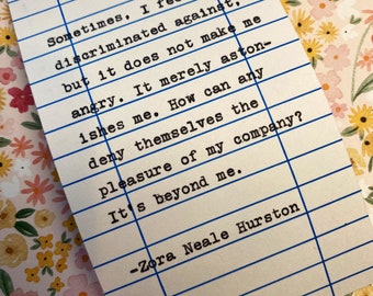 Zora Neale Hurston Quote Hand Typed on Library Due Date Card - Etsy