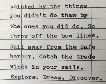 Mark Twain Hand Typed Quote on Library Card - 20 years