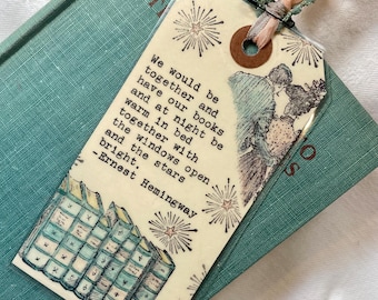 Bladwijzer: Citaat van Ernest Hemingway getypt op gelamineerd art tagbook citaat