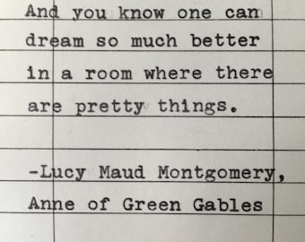 Anne of Green Gables Quote Card: Hand Typed on Library Card- Lucy Maud Montgomery