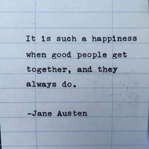 Citation de Jane Austen - Tapé à la main sur la carte de date d’échéance de la bibliothèque - c’est tel