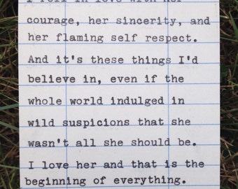 F. Scott Fitzgerald Quote: Hand Typed Vintage Library Card