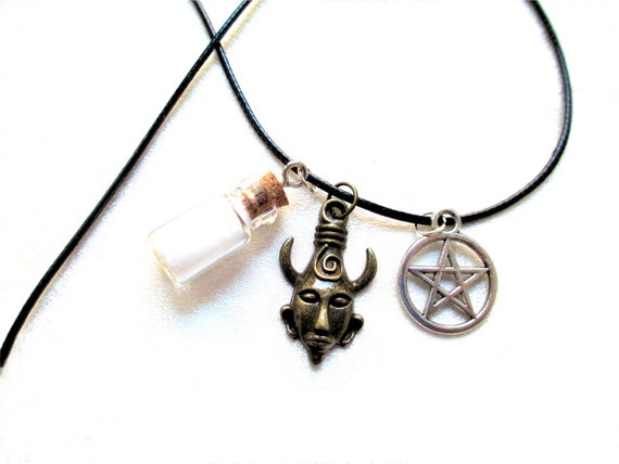 Silver Tribal Mask Amulet Dean Supernatural Black Necklace//Choker UK Gothic