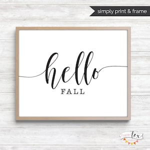 Hello Fall Sign, Fall Printable Decor, Fall Decor, Thanksgiving Printable, Fall Farmhouse, Farmhouse Printable, Thanksgiving Decor, Autumn image 1