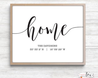 Printable GPS Coordinates Sign (JPG), GPS coordinates gift, Realtor Closing Gift, Housewarming Gift, Featuring Last Name