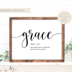 Grace Print, Printable Wall Art, Scripture Wall Art, Farmhouse Decor, Farmhouse Printables, Farmhouse Wall Decor, Religious Wall Art, Grace
