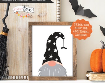 Halloween Gnome Print, Spooky Wall Art (JPG Instant Download)
