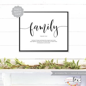 Definition of Family Printable Wall Art (JPG), Farmhouse decor, Family Sign