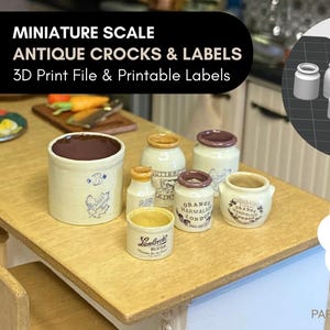 STL-fil: Set med antika stengodsskedjor i dockhus, inkluderar utskrivbara etiketter, digitala filer för 3D-utskrift, direkt nedladdning