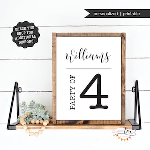 Personalized 'party of' printable sign featuring your last name, Printable file JPG image 1