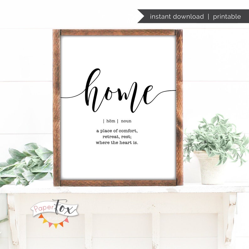 Printable Wall Art Home Definition Sign Farmhouse Decor Etsy